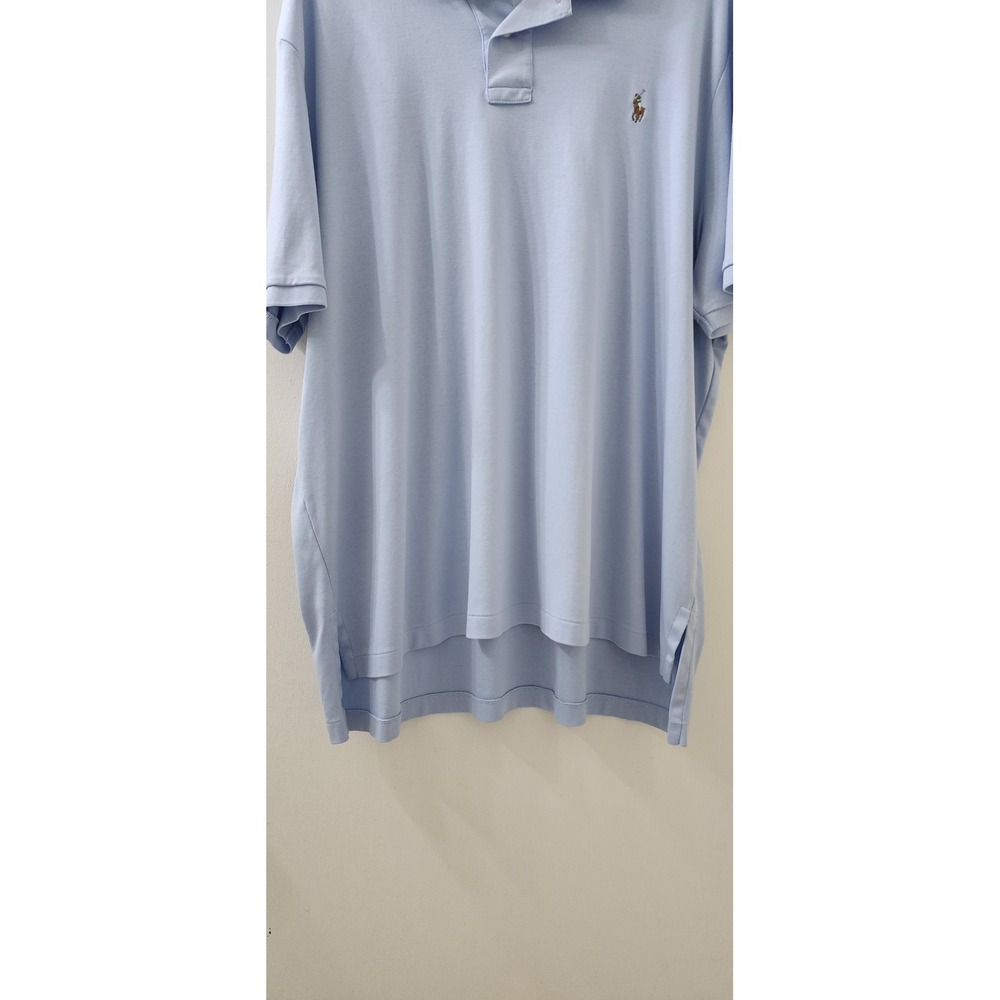 Polo Ralph Lauren Pima Soft Touch Polo Shirt Mens XXL Light Blue Short Sleeve - Picture 2 of 9